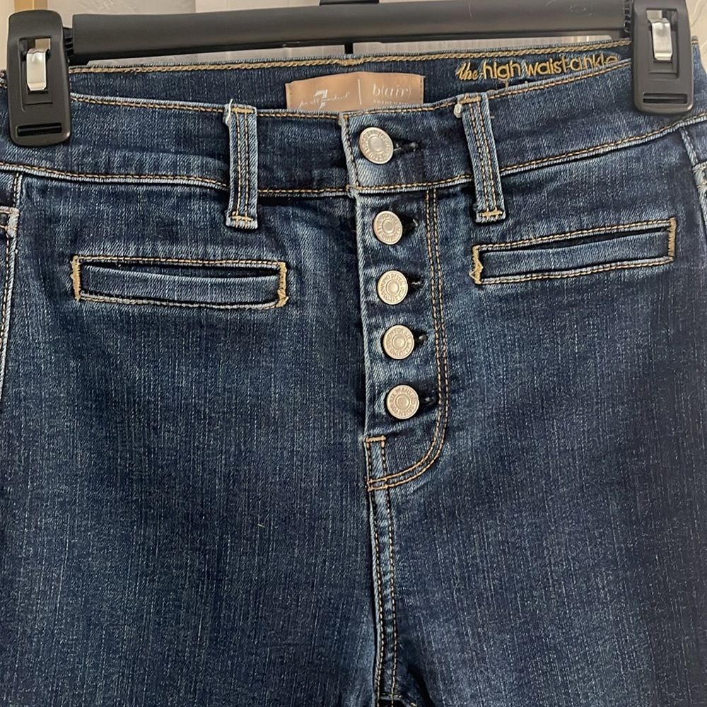 7 for All Mankind button fly, high waisted skinny jeans